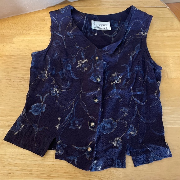 Daniel Laurent matching skirt set with top/vest purple blue floral - Picture 8 of 8